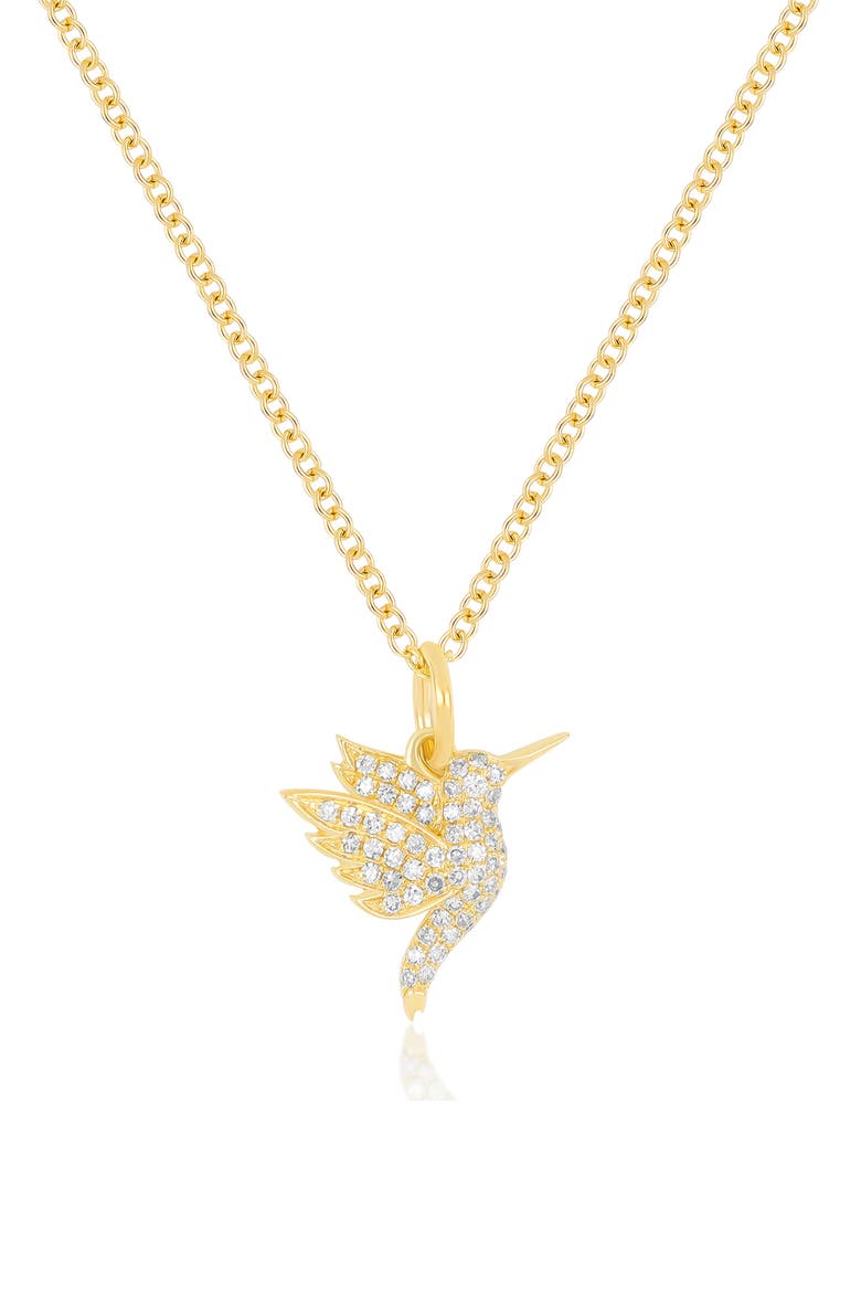 Diamond Pavé Hummingbird Pendant Necklace, Alternate, color, 14K YELLOW GOLD