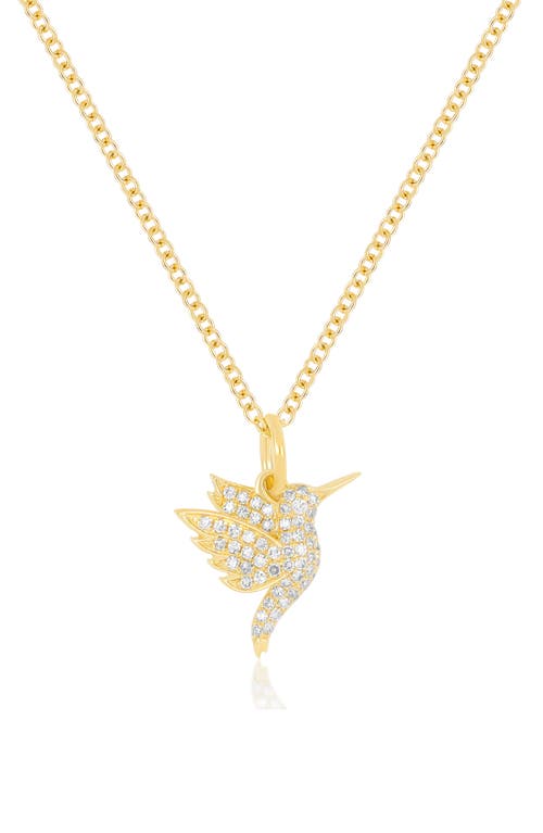 Ef Collection Diamond Pavé Hummingbird Pendant Necklace In 14k Yellow Gold