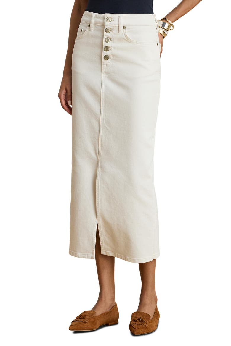 Rindalle Denim Pencil Skirt, Main, color, WHITE WASH