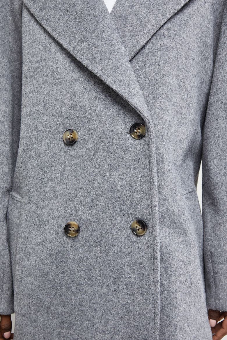 Oversized Pleat Back Detail Maxi Coat, Alternate, color, Grey Marl