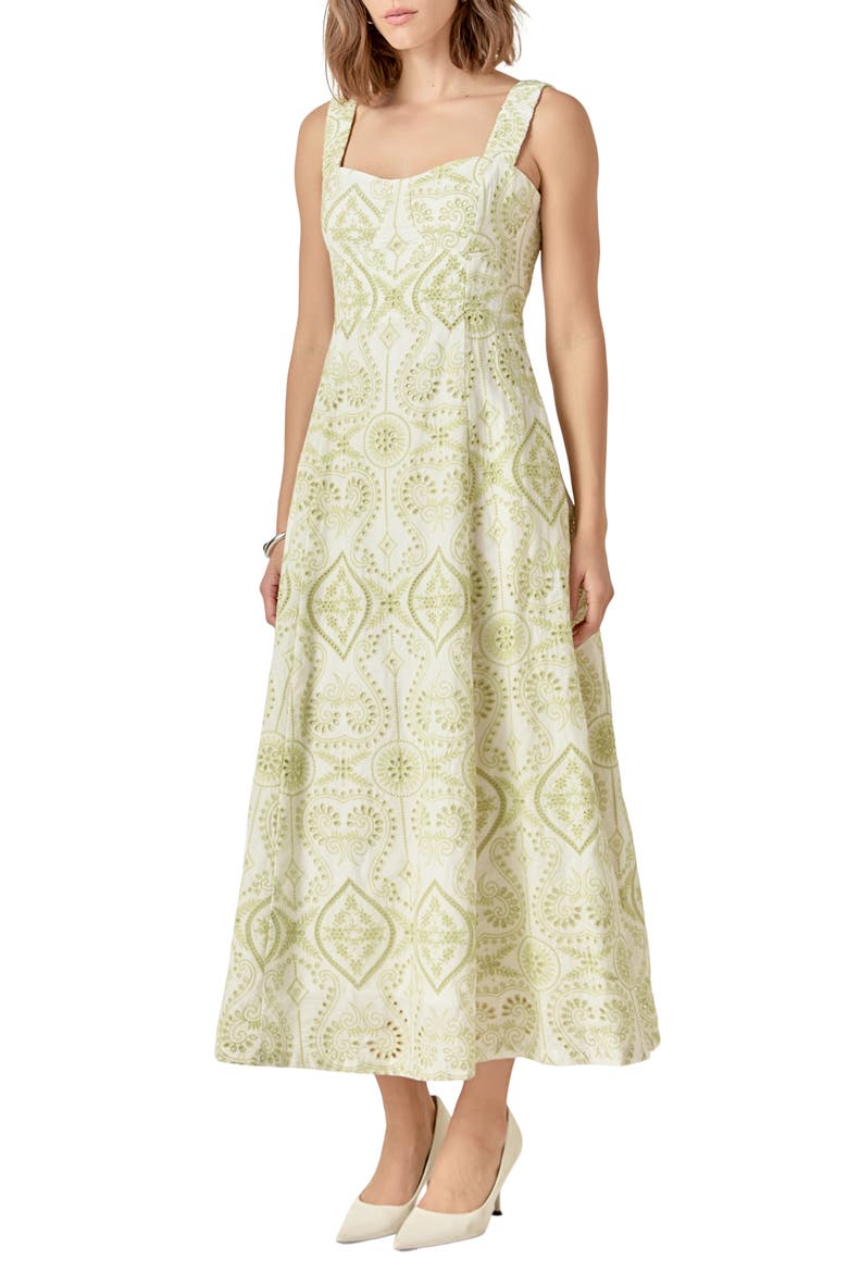 Eyelet Embroidery A-Line Dress, Alternate, color, PISTACHIO