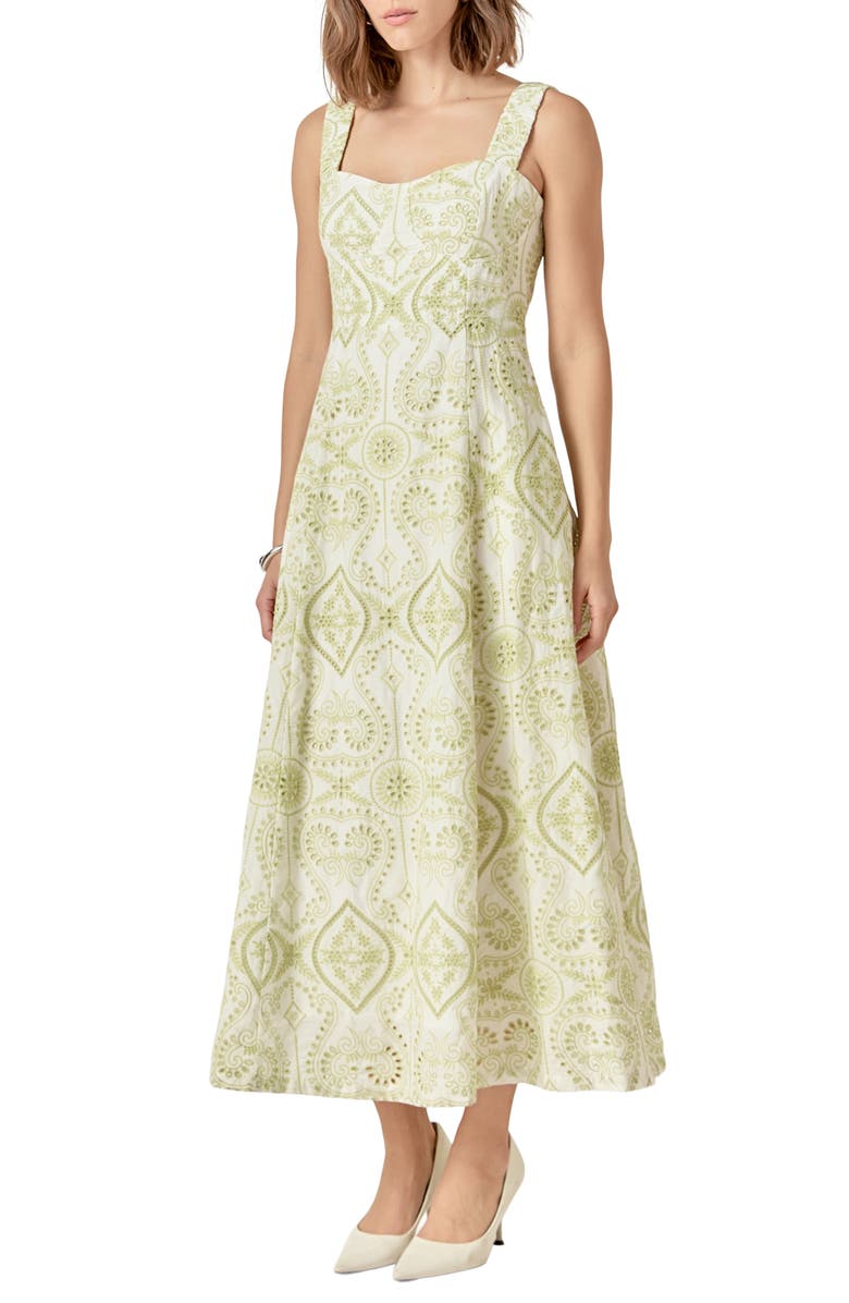 Endless Rose Eyelet Embroidery A-Line Dress, Alternate, color, Pistachio