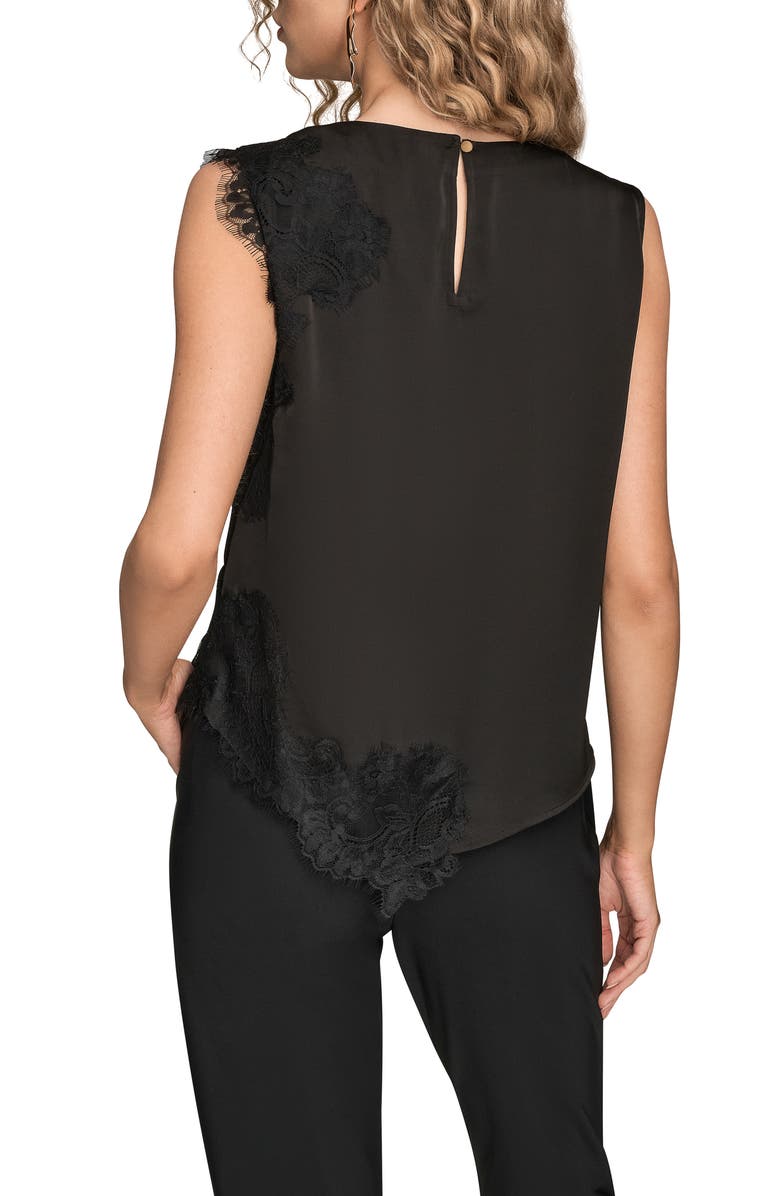 Donna Karan New York Lace Detail Tank, Alternate, color, Black