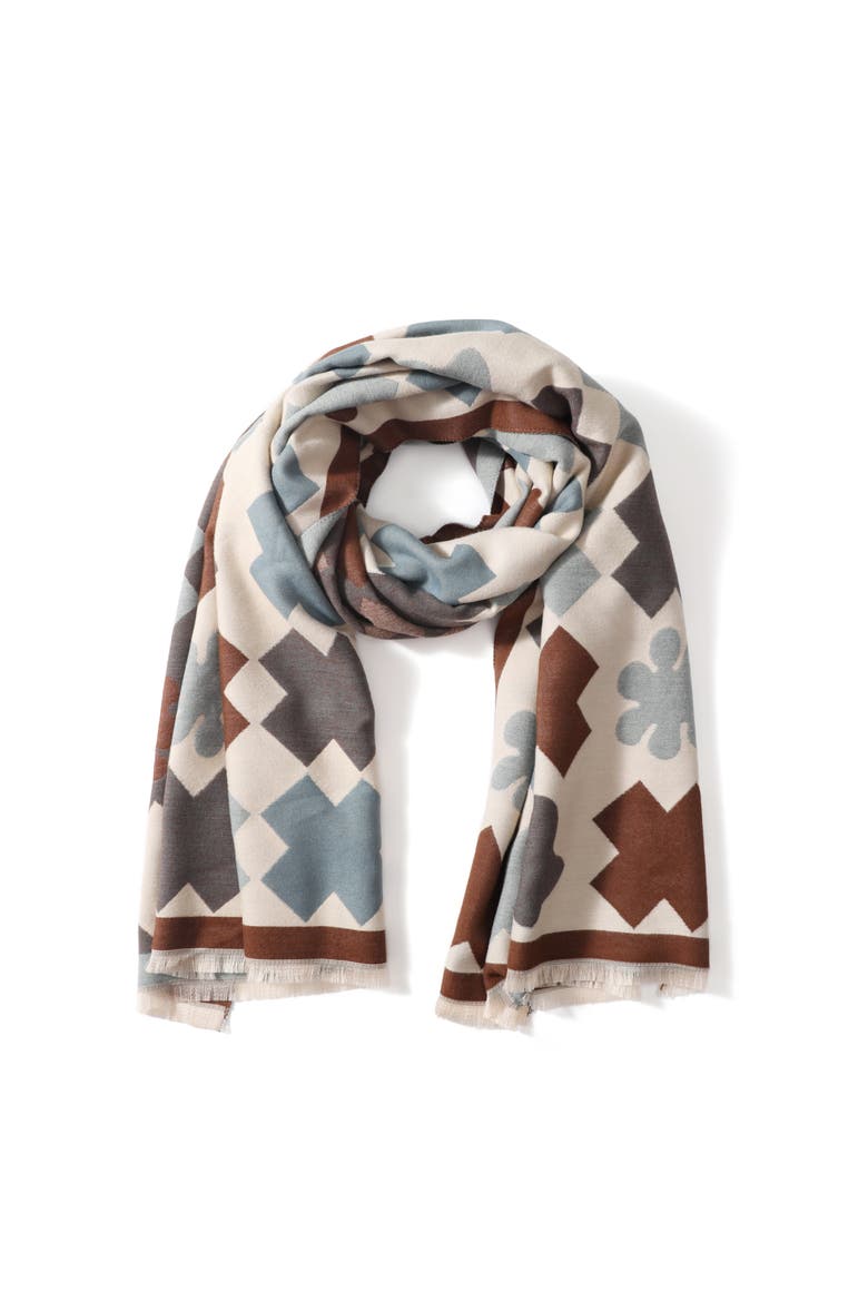 The Charlotte Scarf, Main, color, Brown/Light Blue/Cream