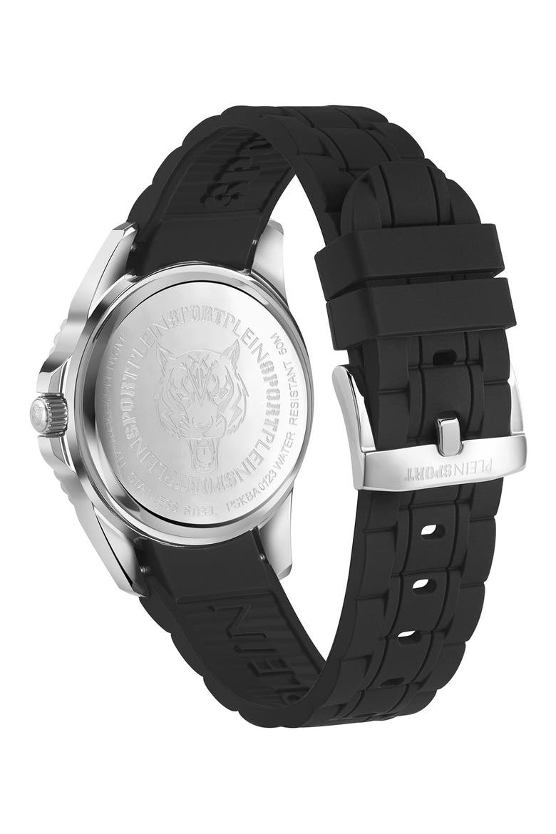 Glam Silicone Strap Watch, 40mm, Alternate, color, STAINLESS STEEL