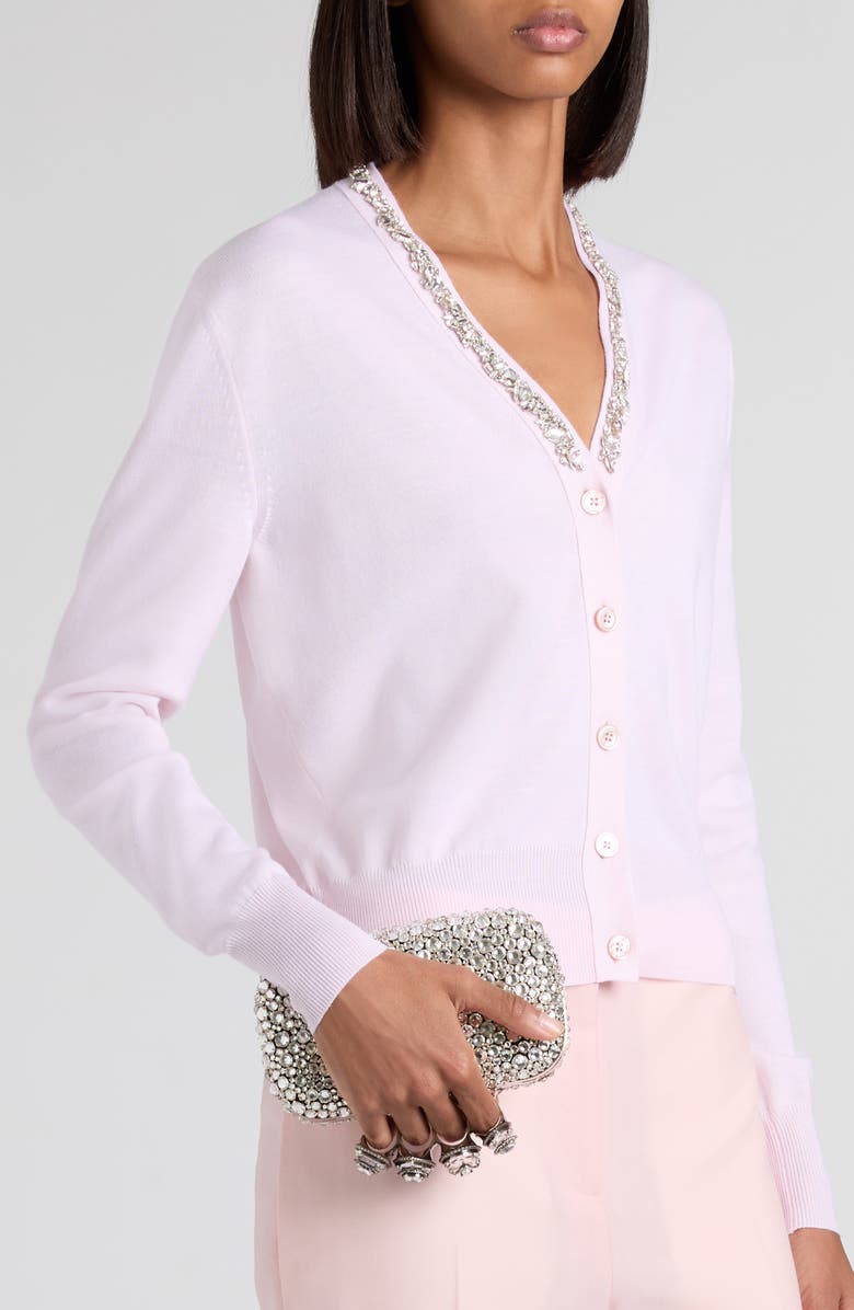 McQueen Spider Crystal Knuckle Box Clutch, Alternate, color, Silver/ Silver