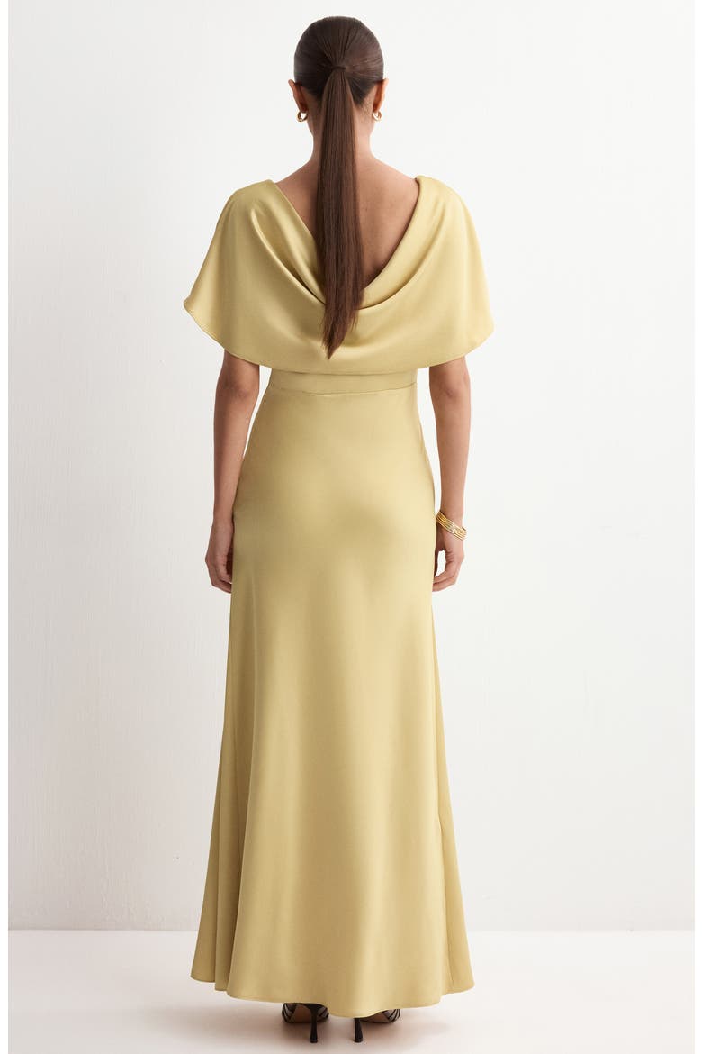 Drape Neck Satin Maxi Dress, Alternate, color, BEIGE