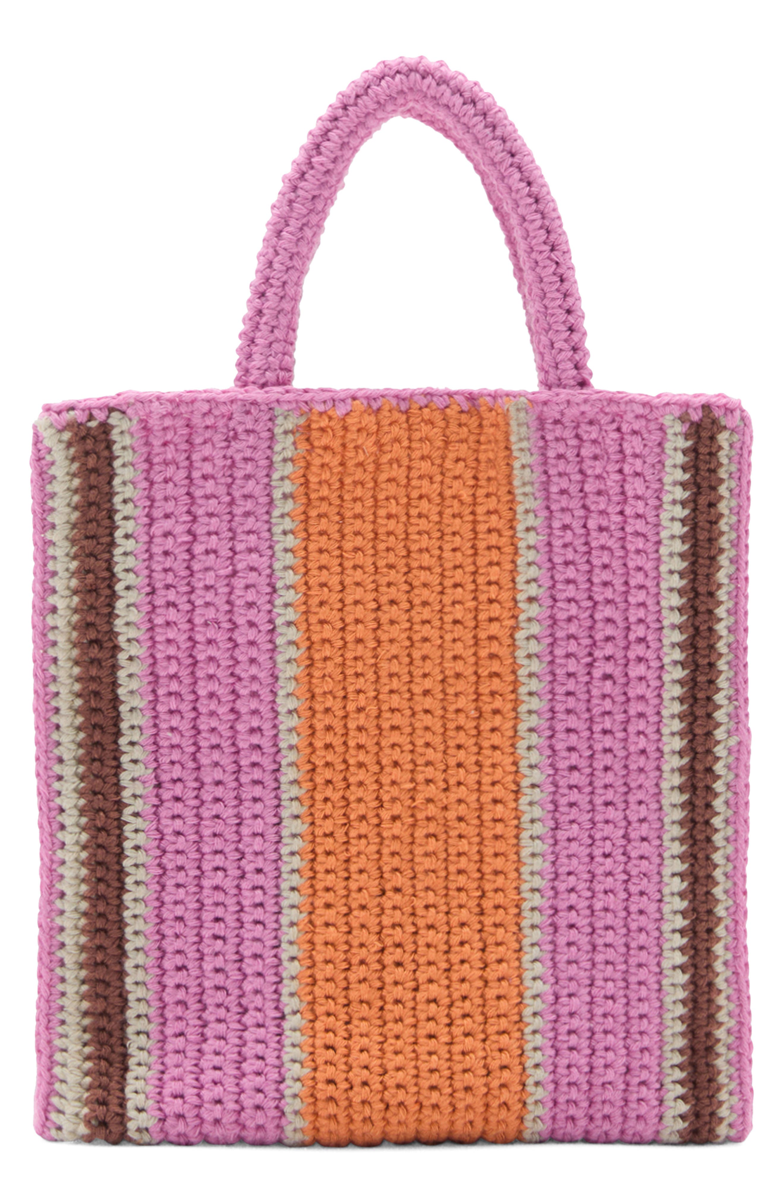 MANGO Stripe Crochet Shopper, Main, color, 
