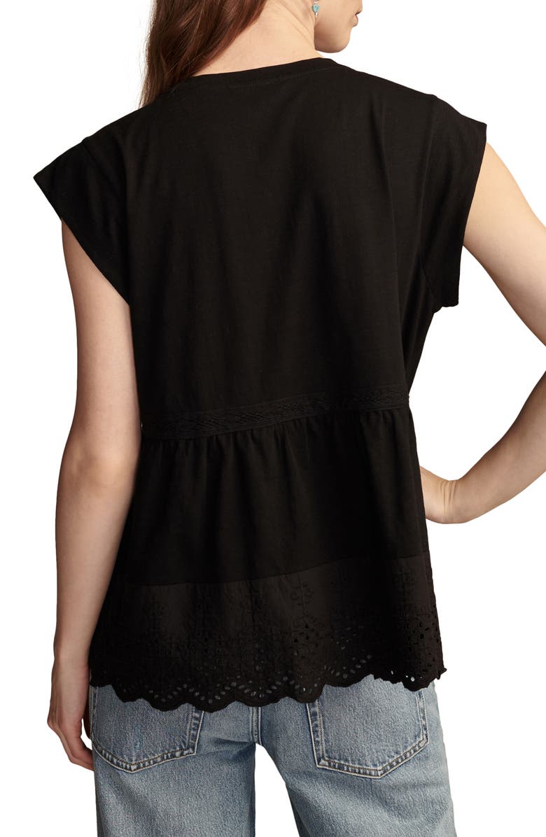 Lucky Brand Embroidered Peplum Top, Alternate, color, 