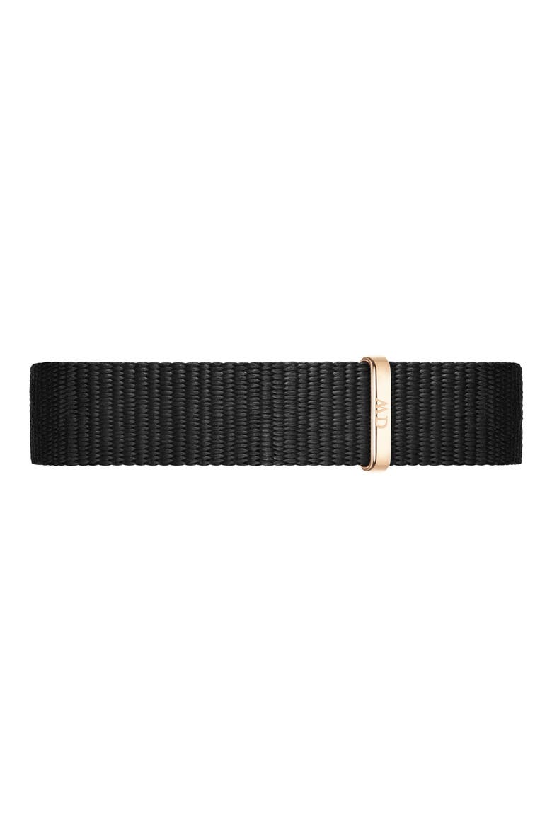 Classic Petite NATO Strap Watch, 28mm, Alternate, color, BLACK/ ROSE GOLD