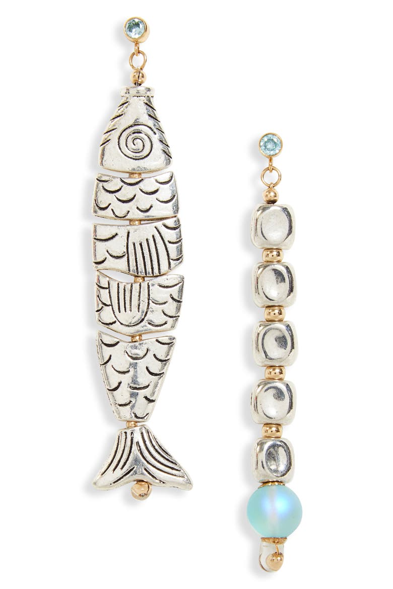 Pisces Asymmetric Mismatched Drop Earrings, Main, color, SCALE