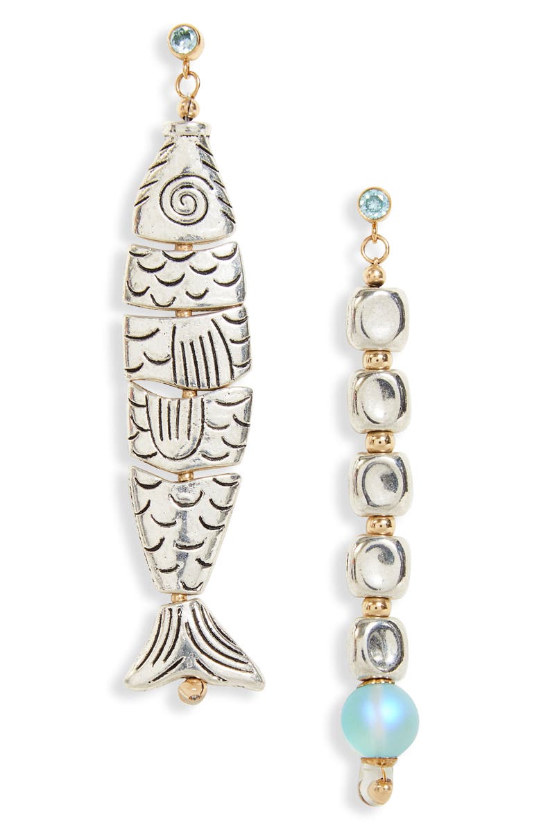 Isshi Pisces Asymmetric Mismatched Drop Earrings, Main, color, Scale
