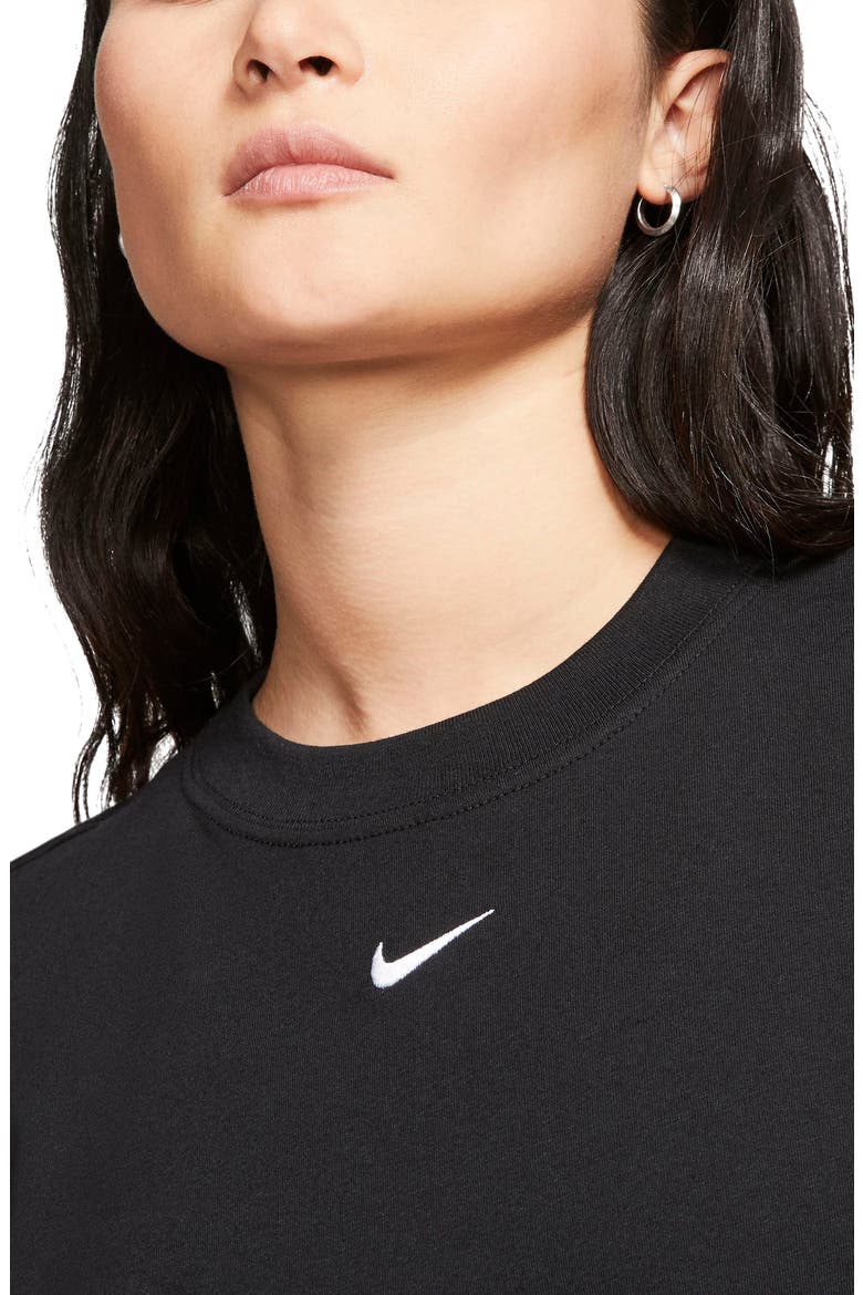 Essential Embroidered Swoosh Organic Cotton T-Shirt, Alternate, color, BLACK/ WHITE