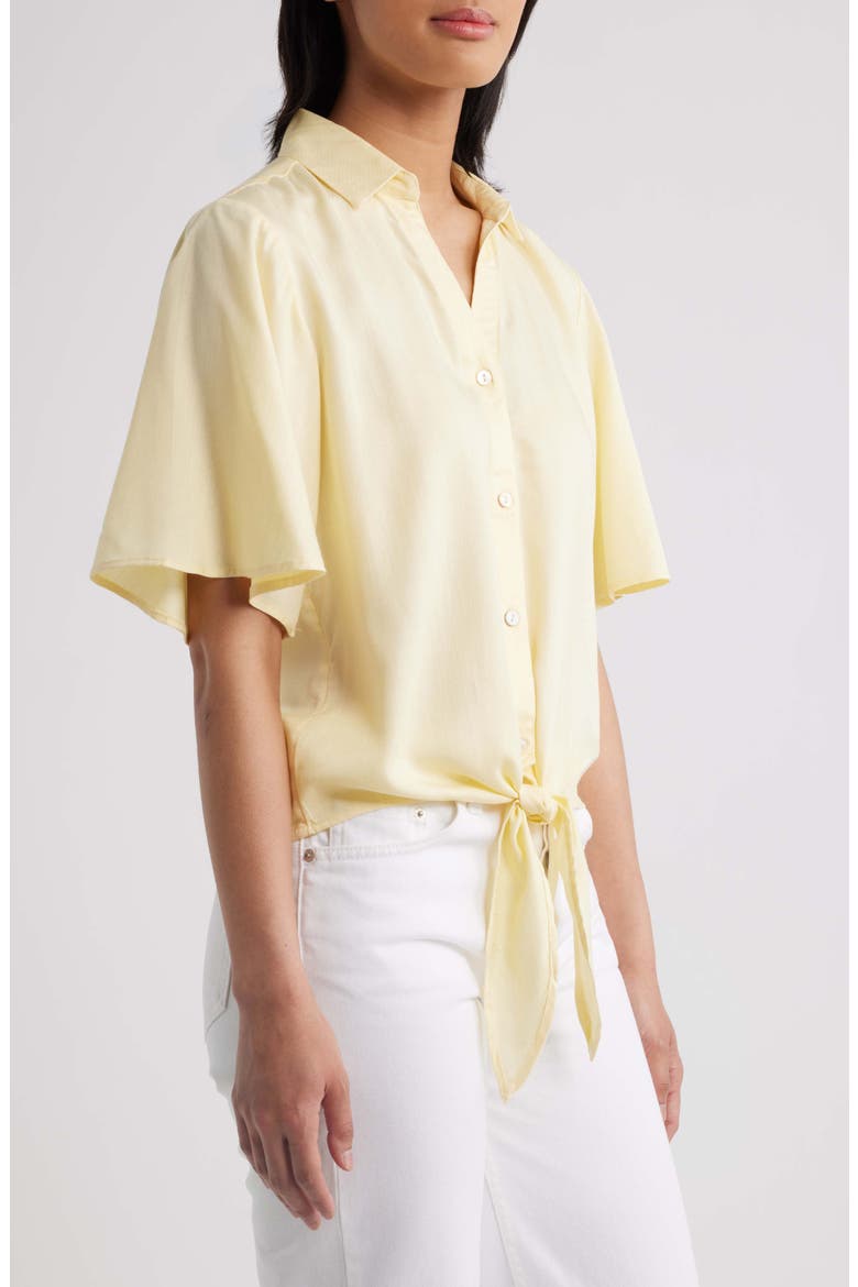 Roxanna Tie Hem Shirt, Alternate, color, PALE BANANA