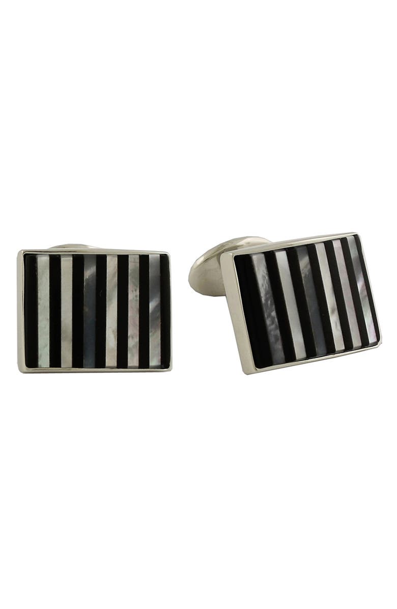 David Donahue Sodalite & Mother-of-Pearl Cuff Links, Main, color, Silver