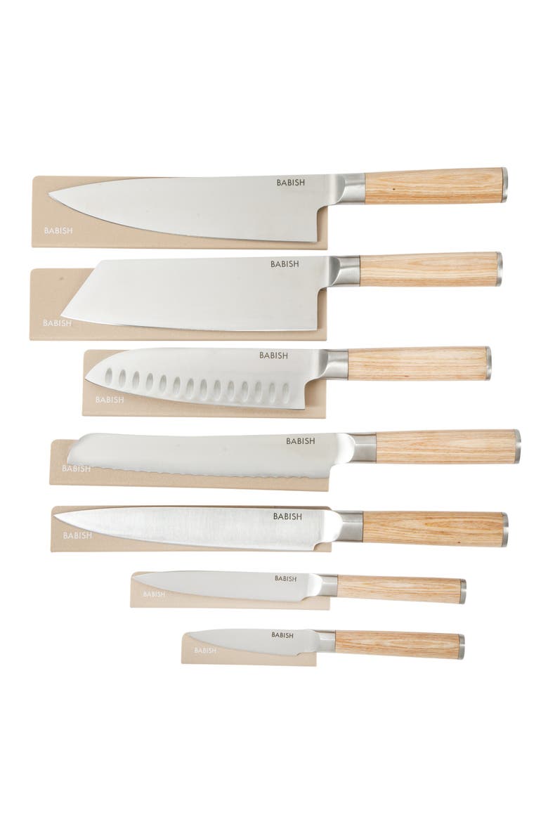 14-Piece Forged Pakka Wood Kitchen Knife Set with German Steel and Sheaths, Main, color, Natural