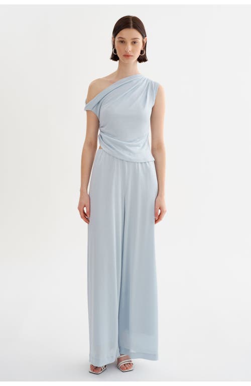 Lamarque One Shoulder Ruched Top In Blue