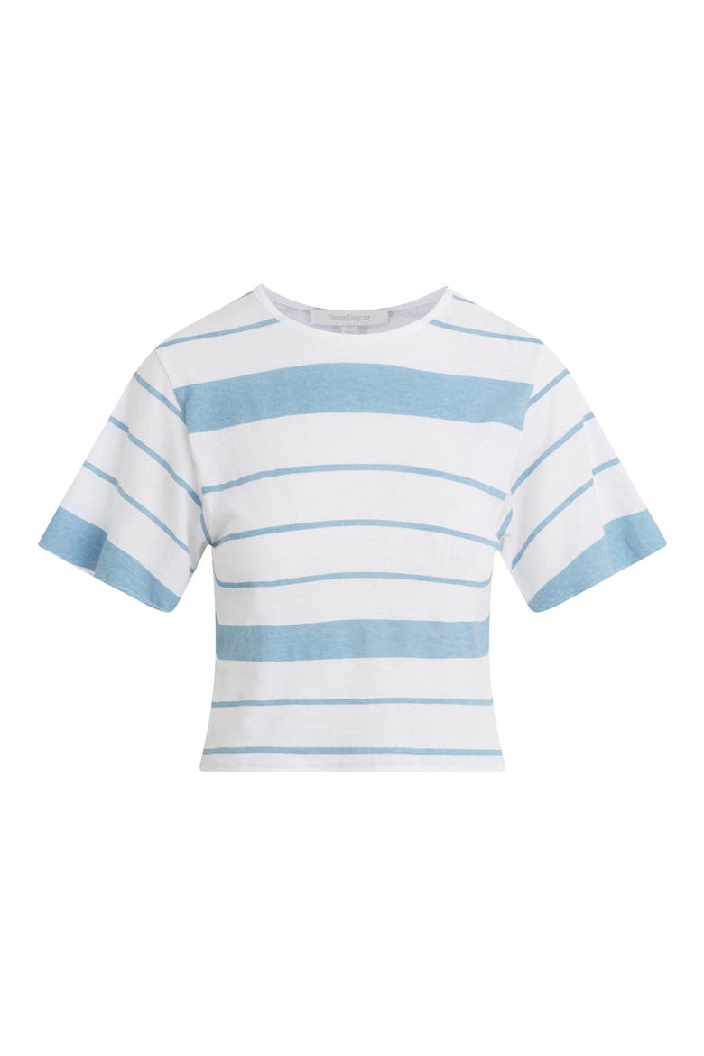 The Joanne Stripe Cotton & Linen T-Shirt, Alternate, color, SEA BLUE STRIPE