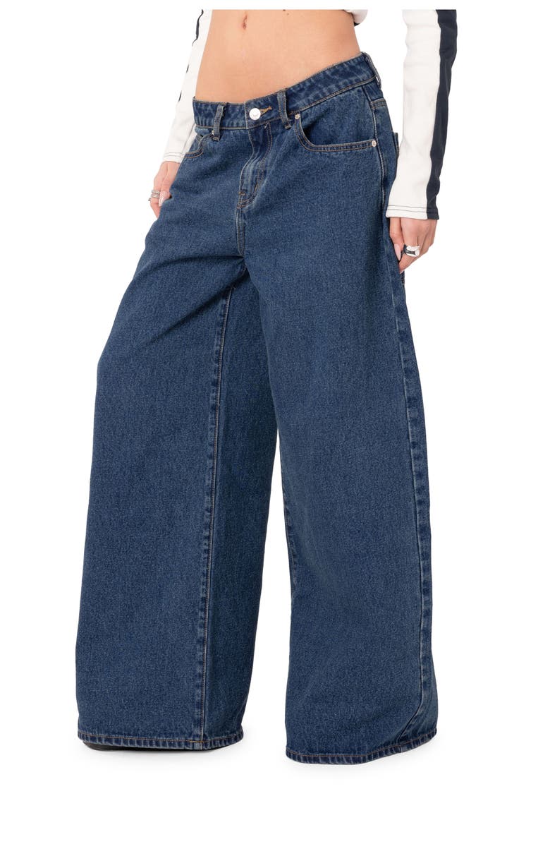 EDIKTED Rocksi Low Rise Wide Leg Jeans, Alternate, color, Blue