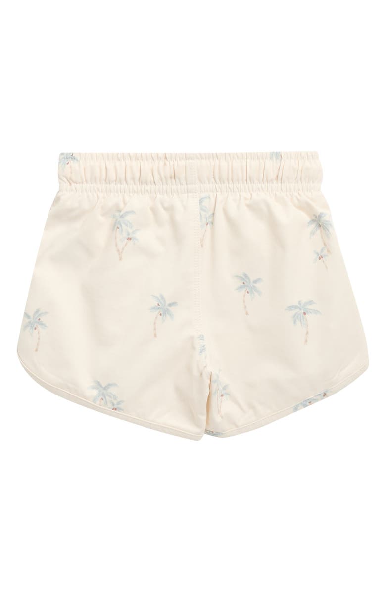 Rylee + Cru Palm Print Swim Trunks, Alternate, color, Natural