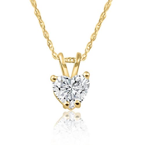 Bliss Diamond 1/2 Ct Heart Shape Diamond Solitaire Necklace 14k Pendant Lab Grown In Gold