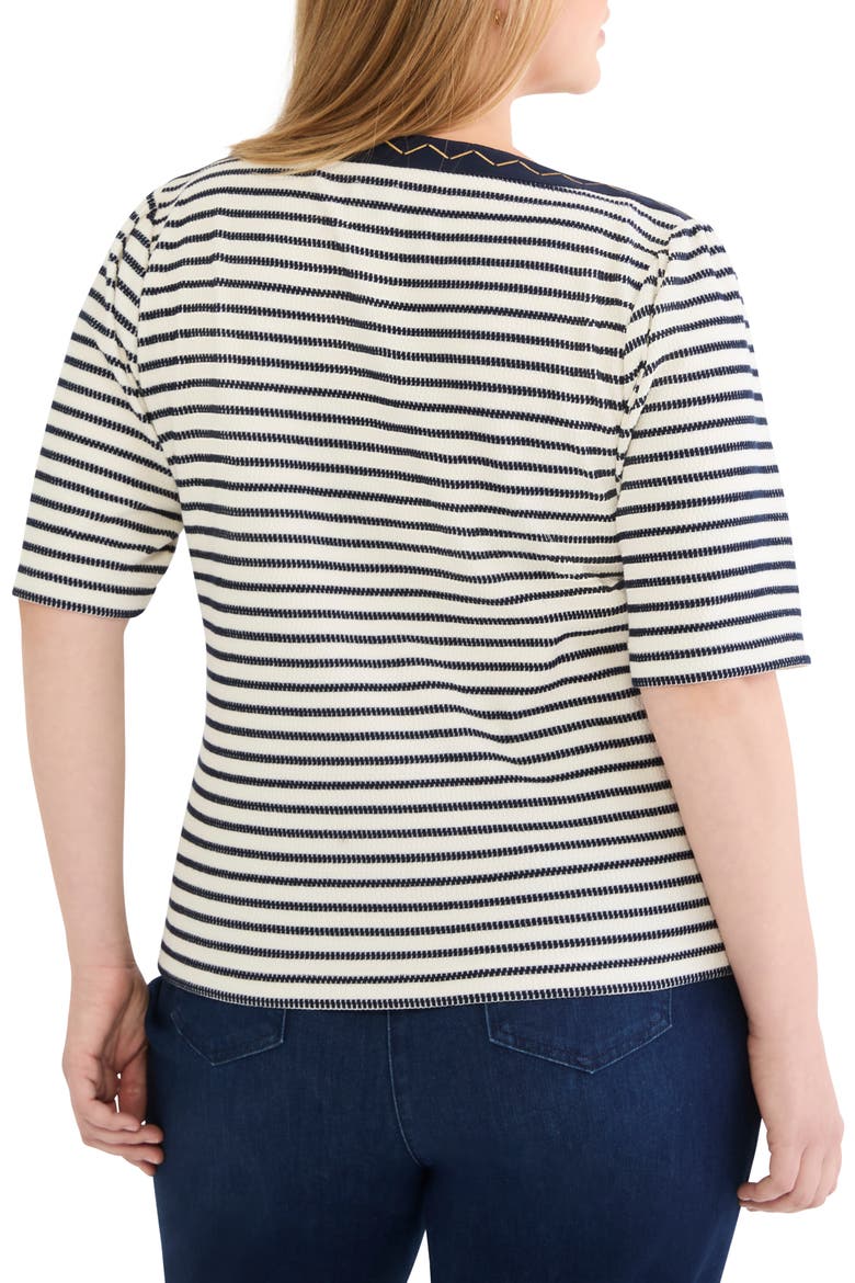 Embroidered Boat Neck Shirt, Alternate, color, INDIGO MULTI