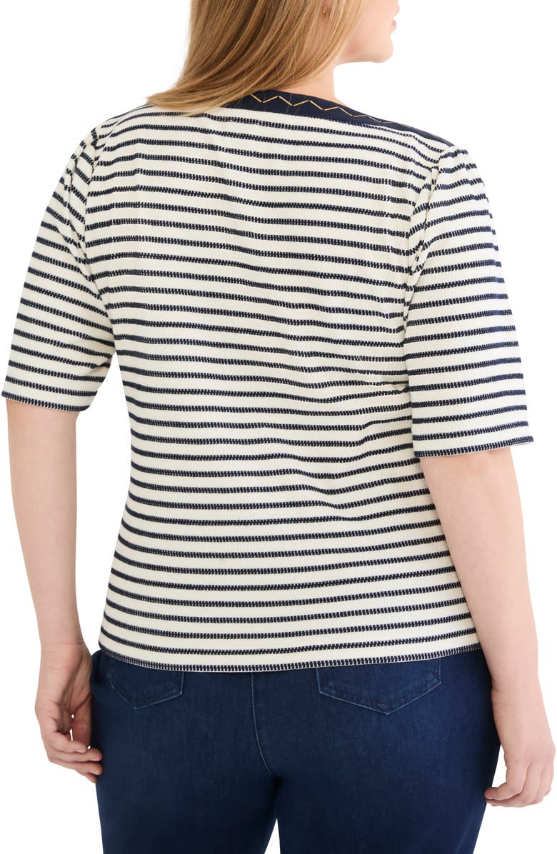 NIC+ZOE Embroidered Boat Neck Shirt, Alternate, color, Indigo Multi