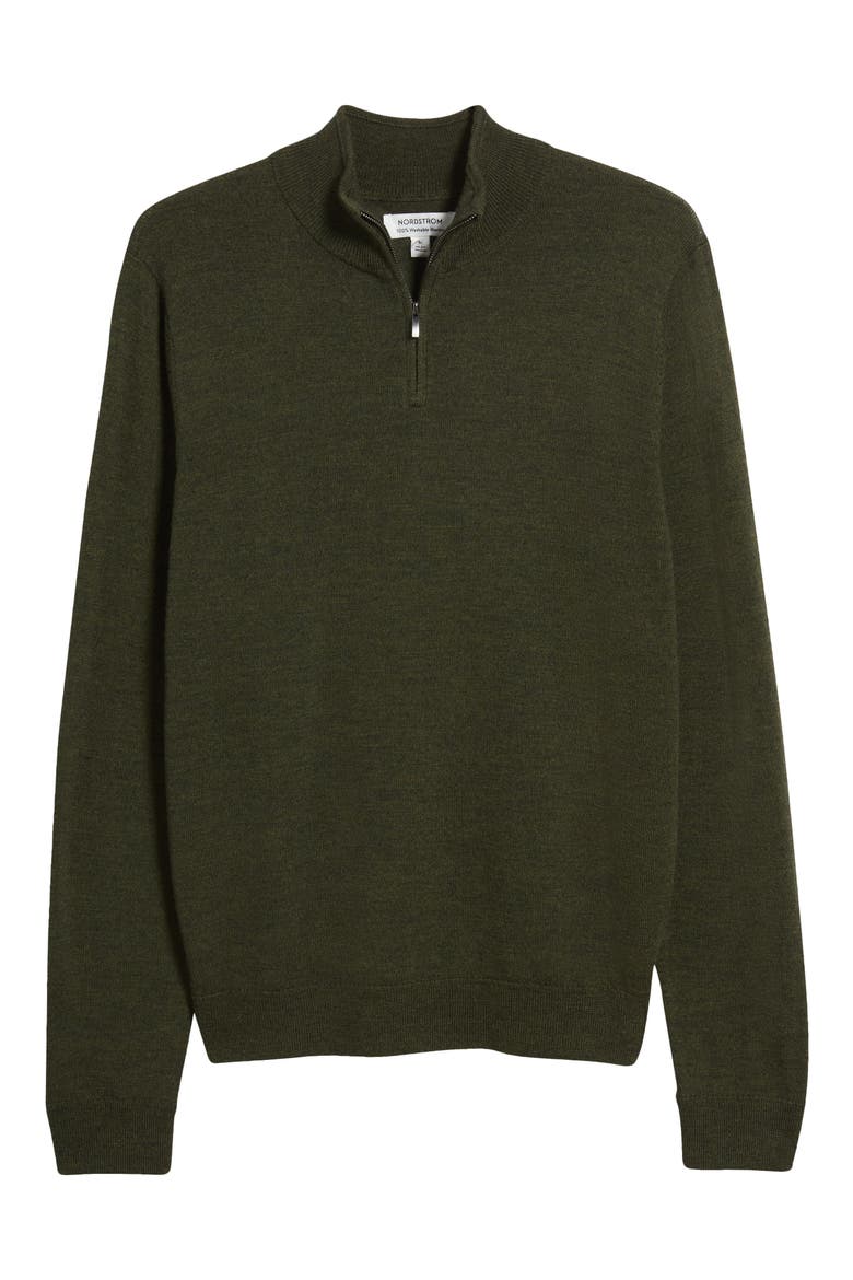 Washable Merino Quarter Zip Sweater, Alternate, color, GREEN DEPTHS