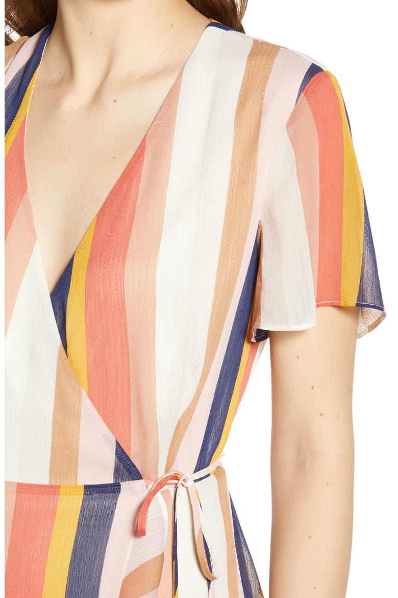 Isabella Wrap Minidress, Alternate, color, RUST MULTI STRIPE