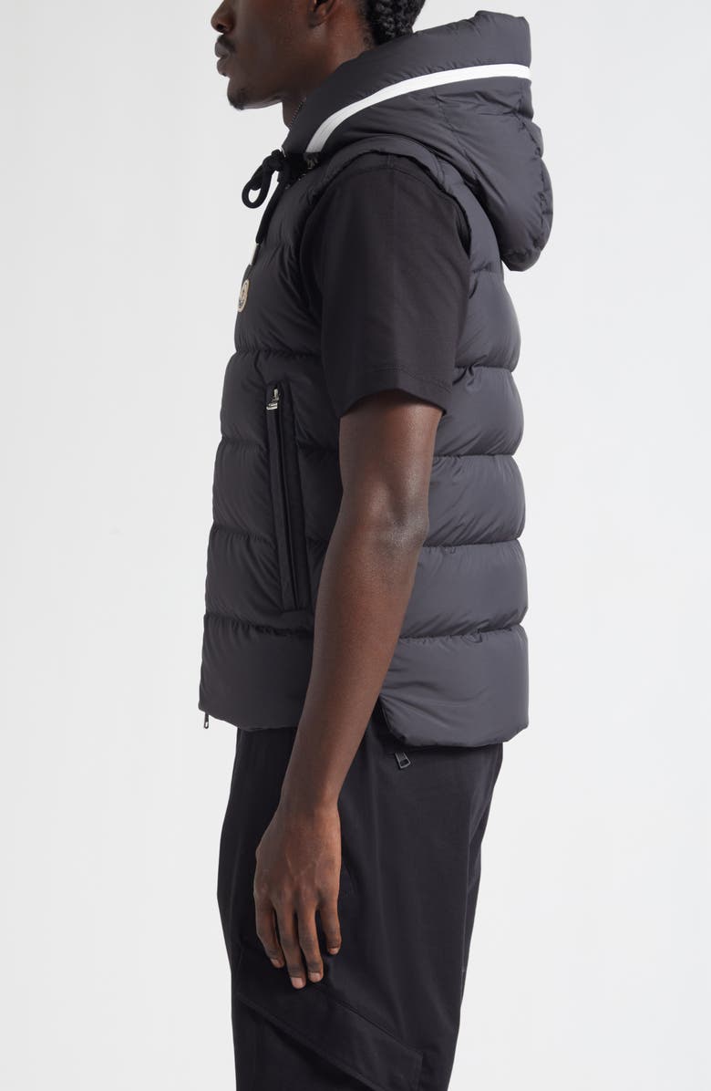 Moncler Cardamine Down Hooded Vest, Alternate, color, Black