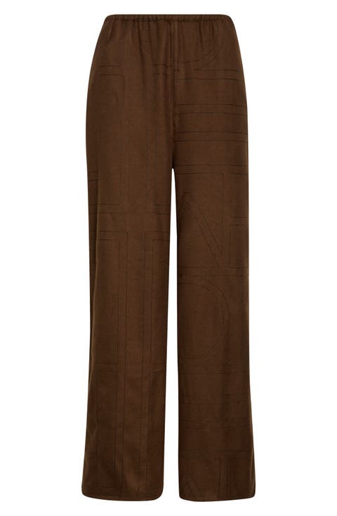 Monogram Embroidered Flannel Pajama Pants