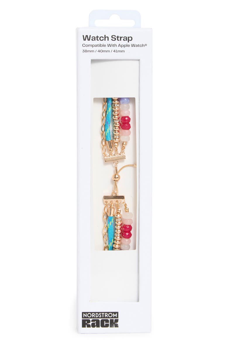 Beaded Chain Apple Watch® Watchband, Alternate, color, RAINBOW MULTI- GOLD