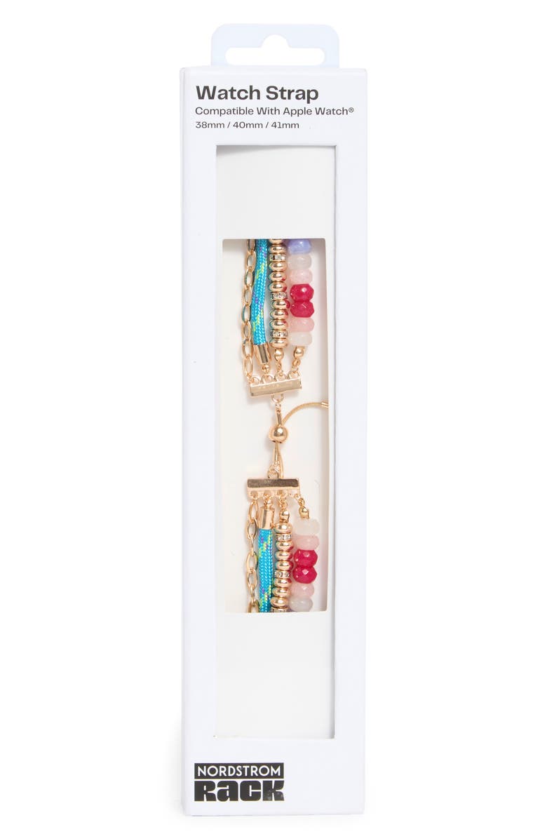 NORDSTROM RACK Beaded Chain Apple Watch<sup>®</sup> Watchband, Alternate, color, Rainbow Multi- Gold