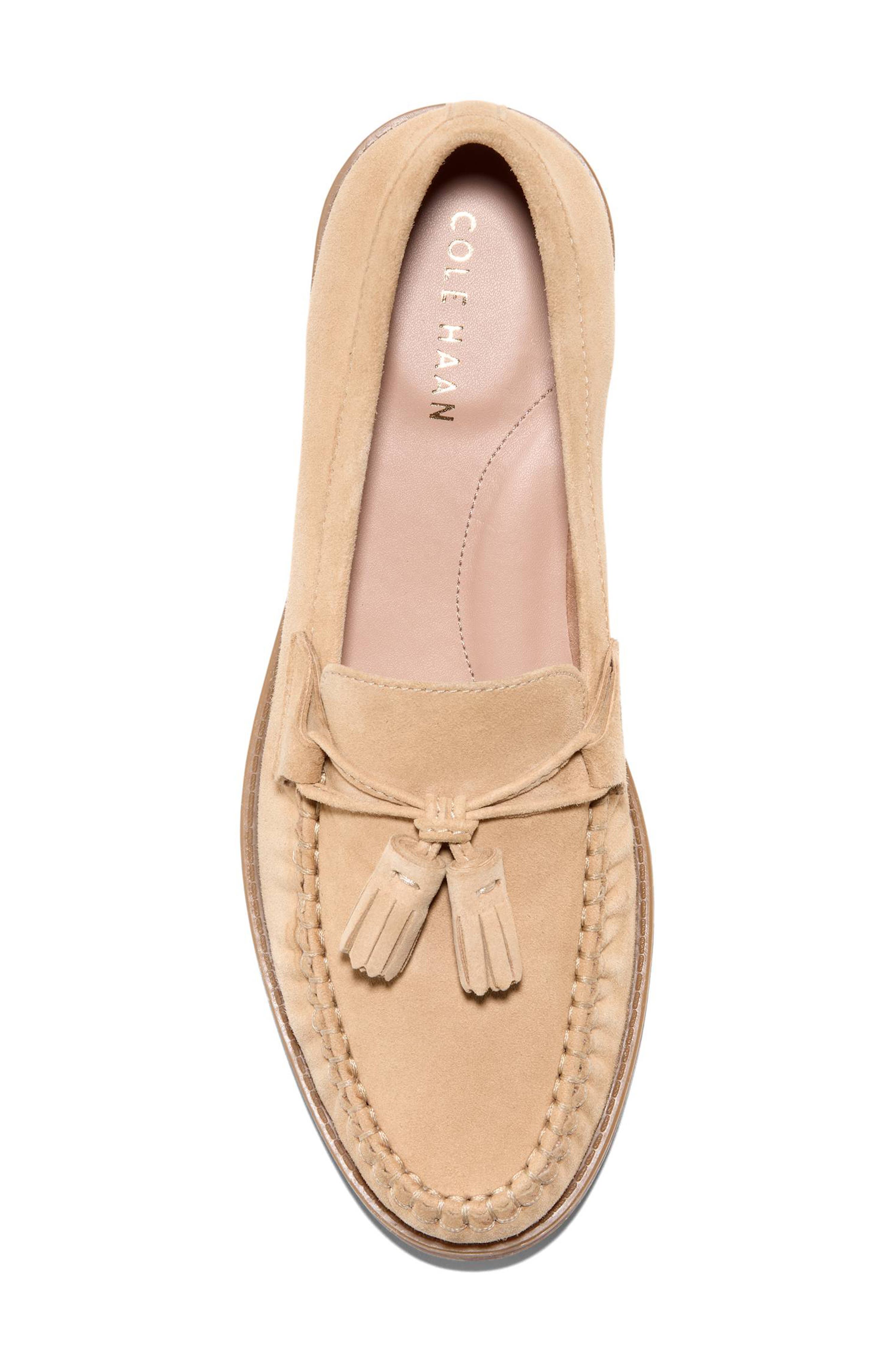 Cole Haan Stassi Tassel Loafer, Alternate, color, Buckwheat Suede