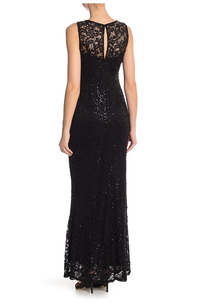 Marina Sequin Illusion Lace Trumpet Gown, Alternate, color,