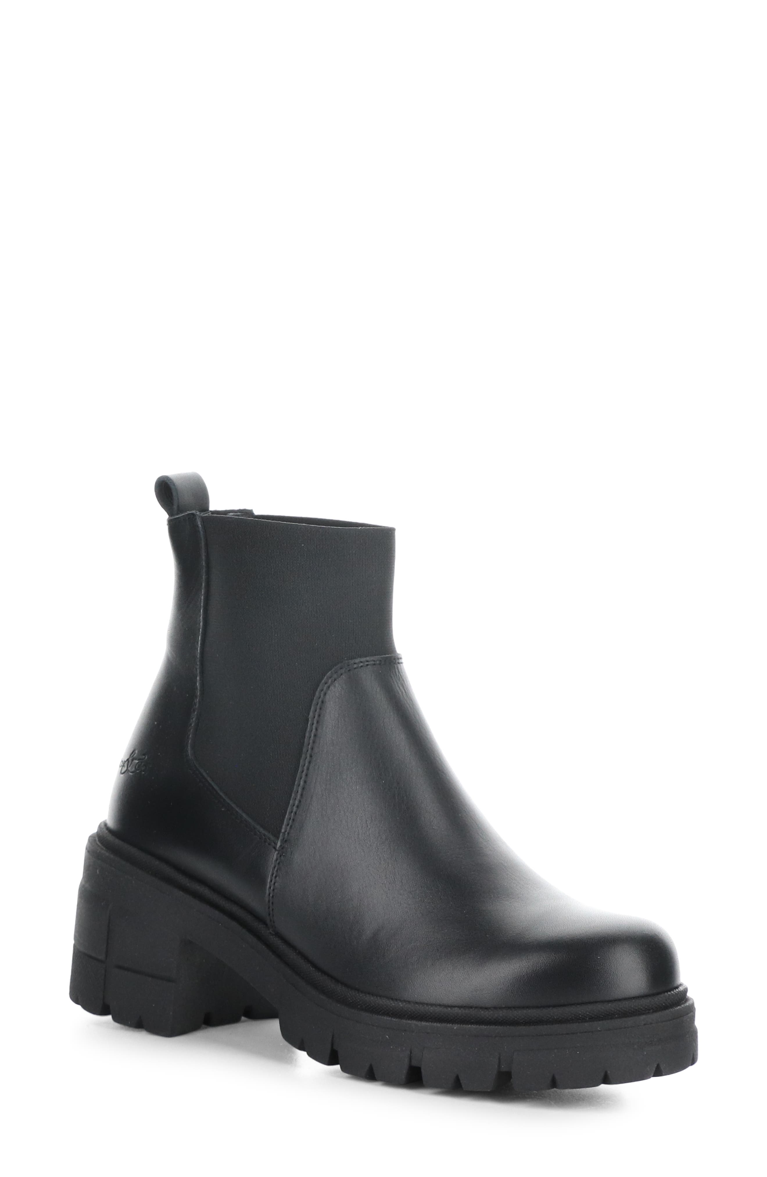 Bos. & Co. Bianc Lug Sole Chelsea Boot, Main, color, Black Feel/ Elastic