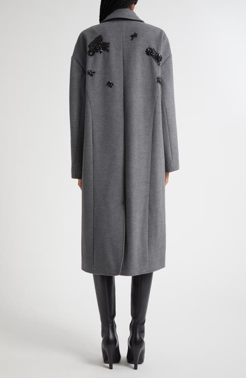 Cinq À Sept Crystal Ivy Gravis Embellished Coat In Gray