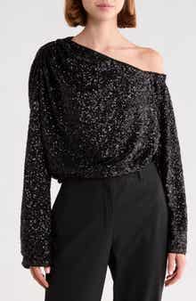 Belle Sequin One-Shoulder Top