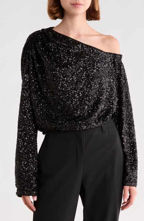Belle Sequin One-Shoulder Top