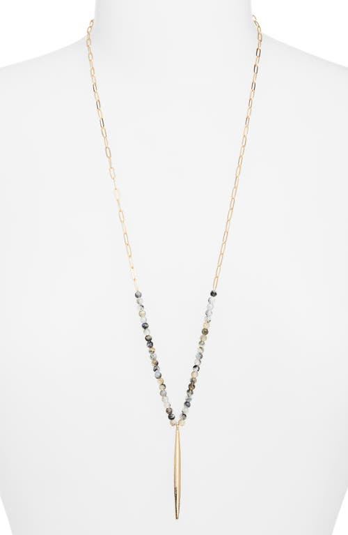 Nordstrom Beaded Pointed Bar Pendant Necklace