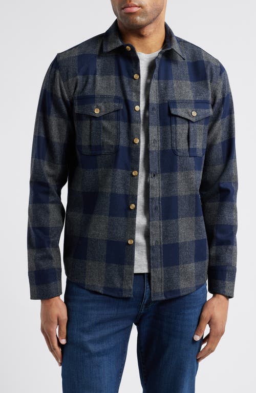 Pendleton Scout Buffalo Check Wool Flannel Button-Up Shirt in Oxford Mix/Navy Buffalo Check 