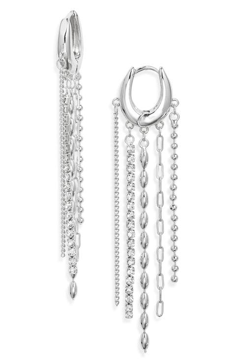 Mixed Chain Fringe Huggie Hoop Earrings