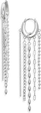 Open Edit Mixed Chain Fringe Huggie Hoop Earrings