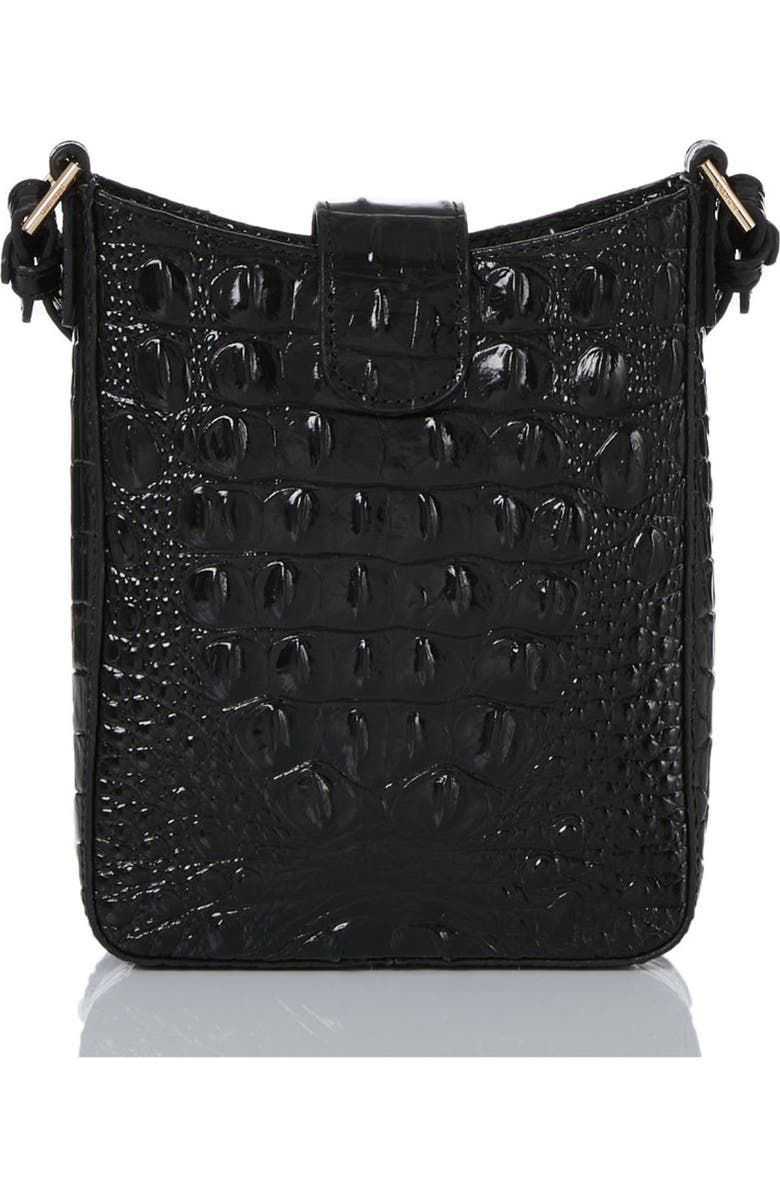 Brahmin Marley Croc Embossed Leather Crossbody Bag, Alternate, color, Black