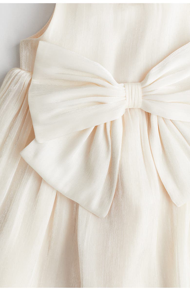H&M Bow-detail Organza Dress, Alternate, color, Cream