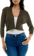 Nina Leonard Ribbed Bolero Cardigan