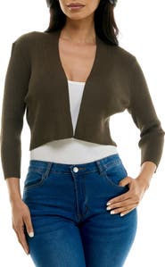 Nina Leonard Ribbed Bolero Cardigan