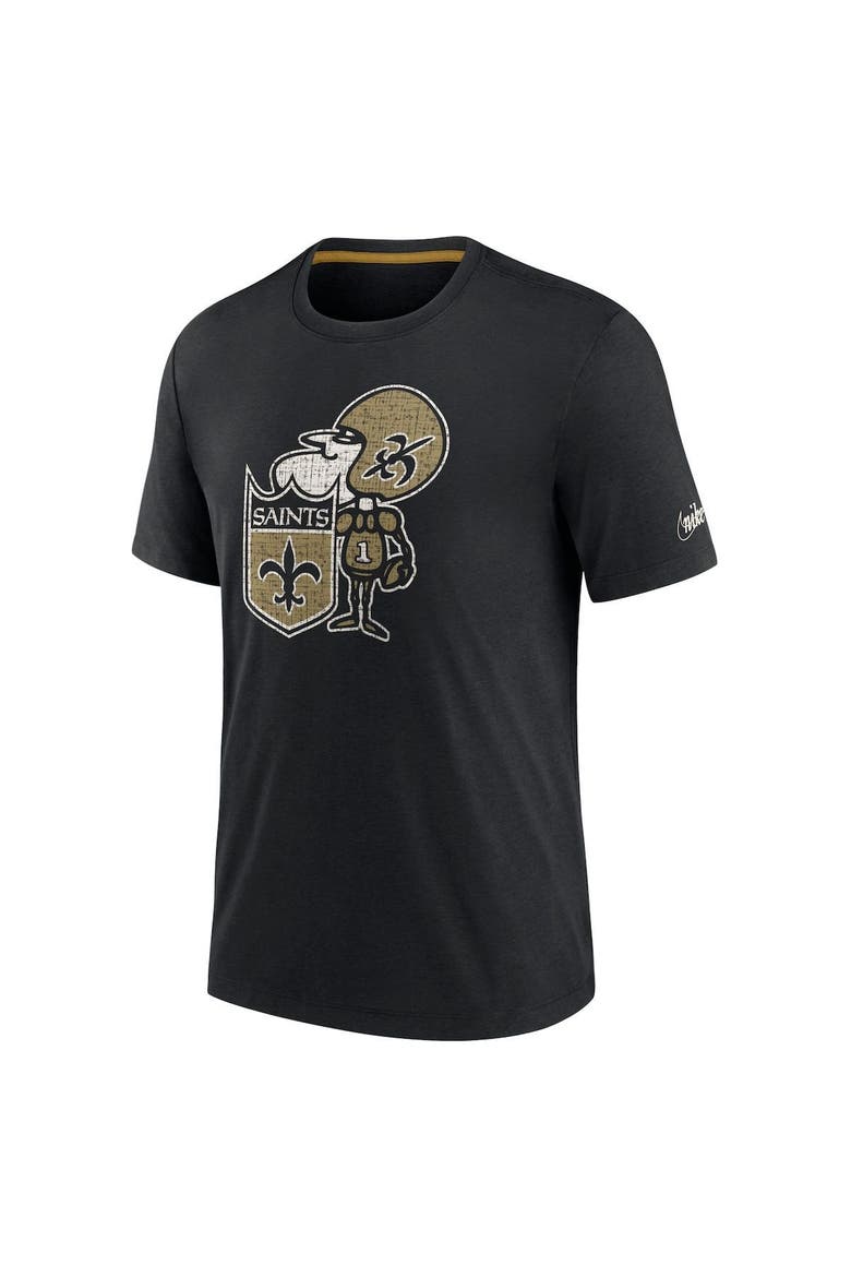 Men's Nike Black New Orleans Saints Rewind Playback Logo Tri-Blend T-Shirt, Alternate, color, Black