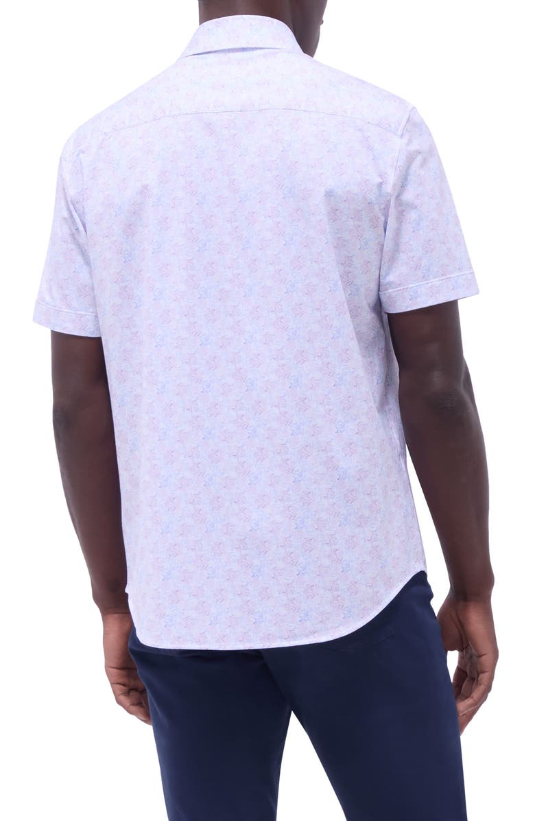 Bugatchi Miles OoohCotton<sup>®</sup> Floral Short Sleeve Button-Up Shirt, Alternate, color, Dusty Pink