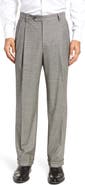 Berle Touch Finish Pleated Houndstooth Classic Fit Stretch Wool Dress Pants